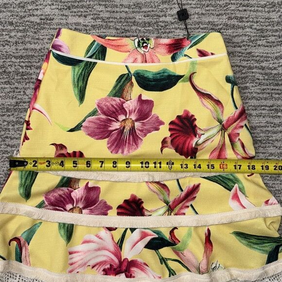 NWT PatBo LAELIA FRINGE TRIM MIDI SKIRT - CANARY Size 0 - Picture 9 of 13